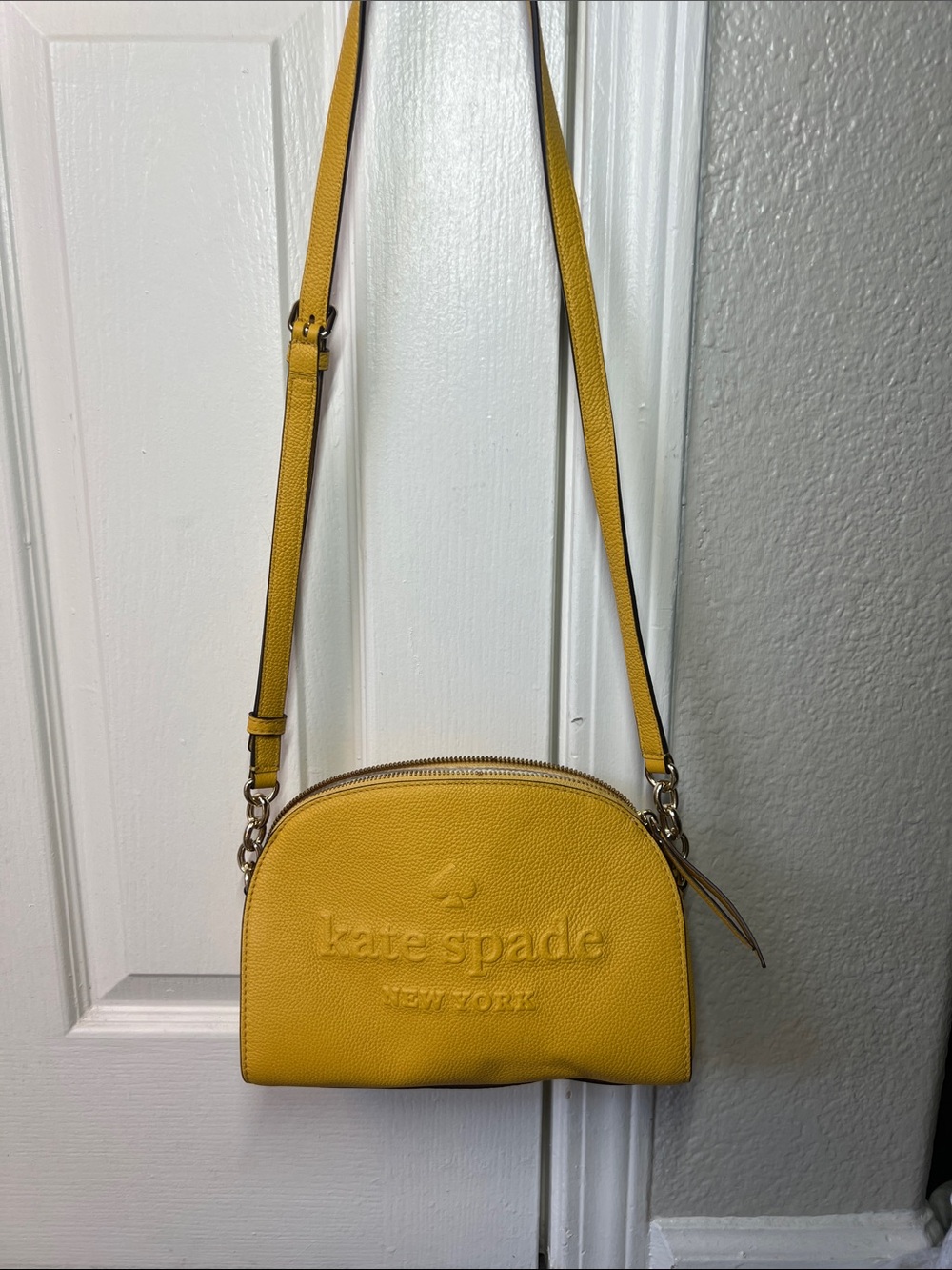 kate spade Yellow Pebbled Leather Dome Crossbody